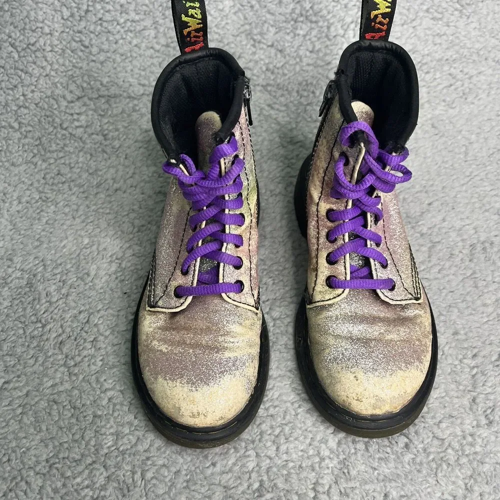 Doc Martens 1460 Boots 8 Eye Youth Size‎ 13 Dr Martens Glitter Silver & Purple